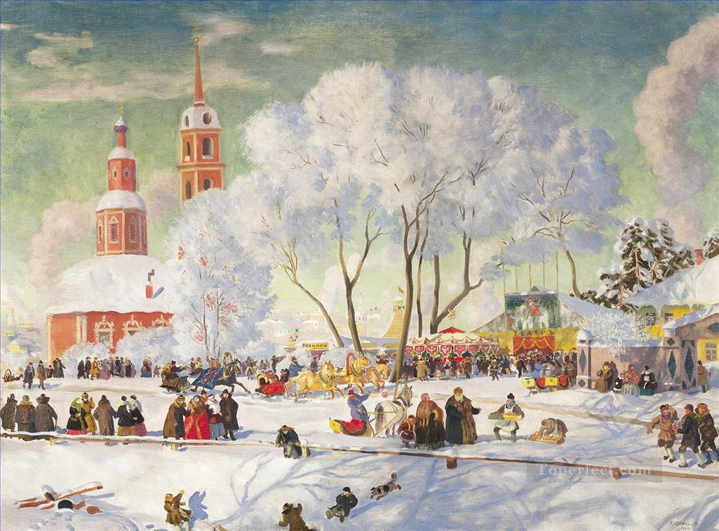 告別式 1920 年 ボリス・ミハイロヴィチ・クストーディエフ 都市景観 都市のシーン油絵